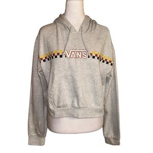 Vans Cropped Hoodie with Checkered Stripe and Kangaroo Pocket with Shopping Bag